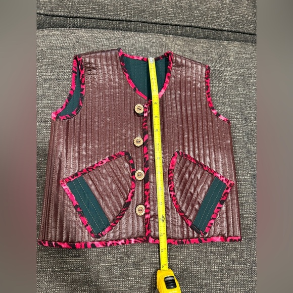 Kids Brown Quilted Vest with Pink Trim - Picture 2 of 5